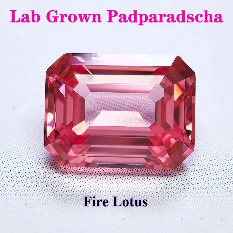 Großhandel Laborgezüchteter Padparadscha Smaragdschliff Feuerlotos-Farbe Edelstein-Anhänger DIY Top Schmuckherstellungsmaterialien Wählbar CE