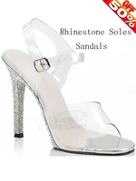 12cm high heel shoes modeling performance, bikini competition shoes, rhinestone soles stripper  fetish sandals evening 5 inches 1