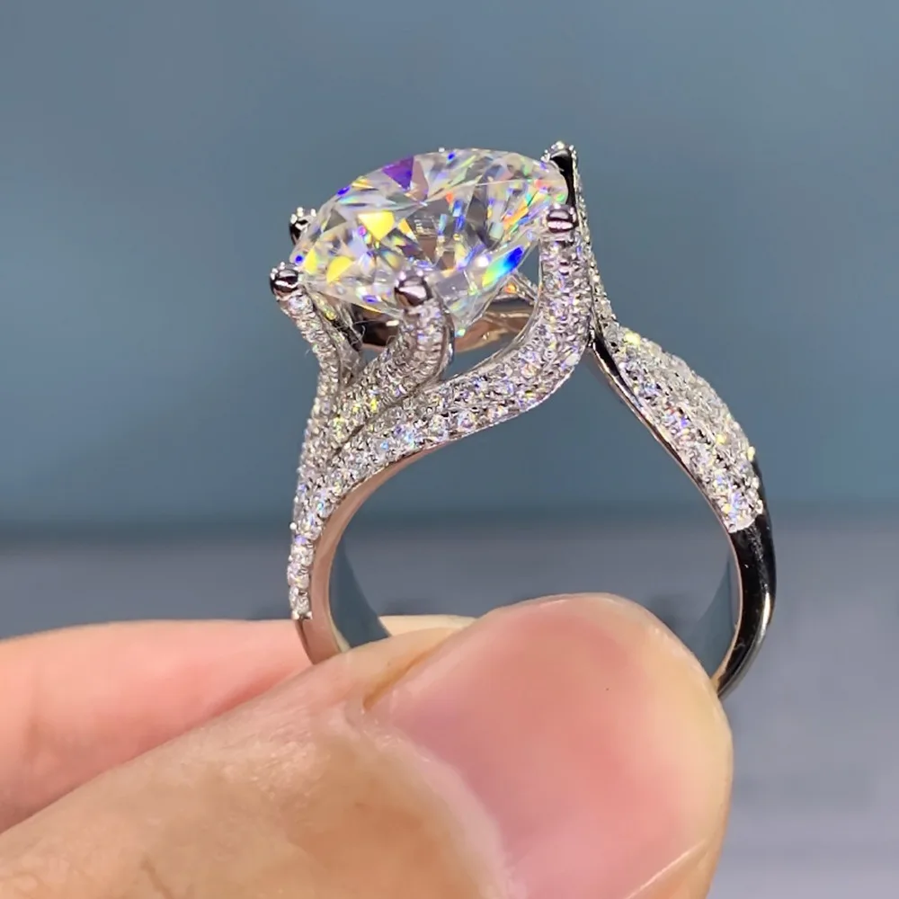 Trendy Silver Color Claws Design Big Crystal Wedding Rings for Women Cubic Zirconia Charms Bridal Engagement Ring Jewelry Gift 3