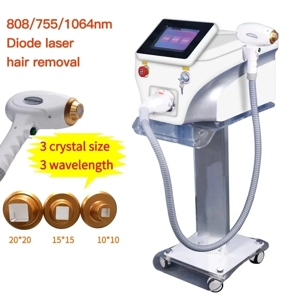 Laser Dioda 755 808 1064nm Mesin Penghilang Rambut dengan Panjang Gelombang Pendinginan Kepala Laser Penghilang Bulu Wajah Epila mesin pemotong gas otomatis magnetik baru dengan kualitas tinggi