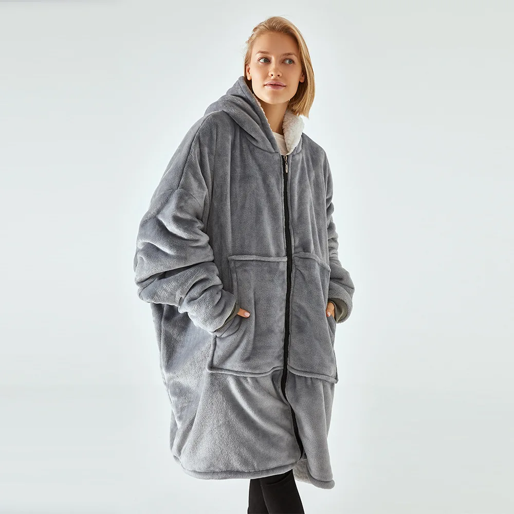 Lazy Blanket Hooded Zipper Huggle Thickened Lazy Clothes TV Blanket Lazy Clothes Tv Blanket Pajamas Sweatshirt 6