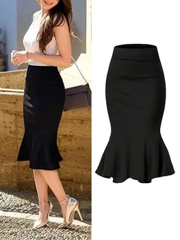 Women'S Spring Summer Elegant Commute Office Pencil High-Waist Skirt/Elegant Minimalist And Fashionable Style/Vacation Wear/Summ 1