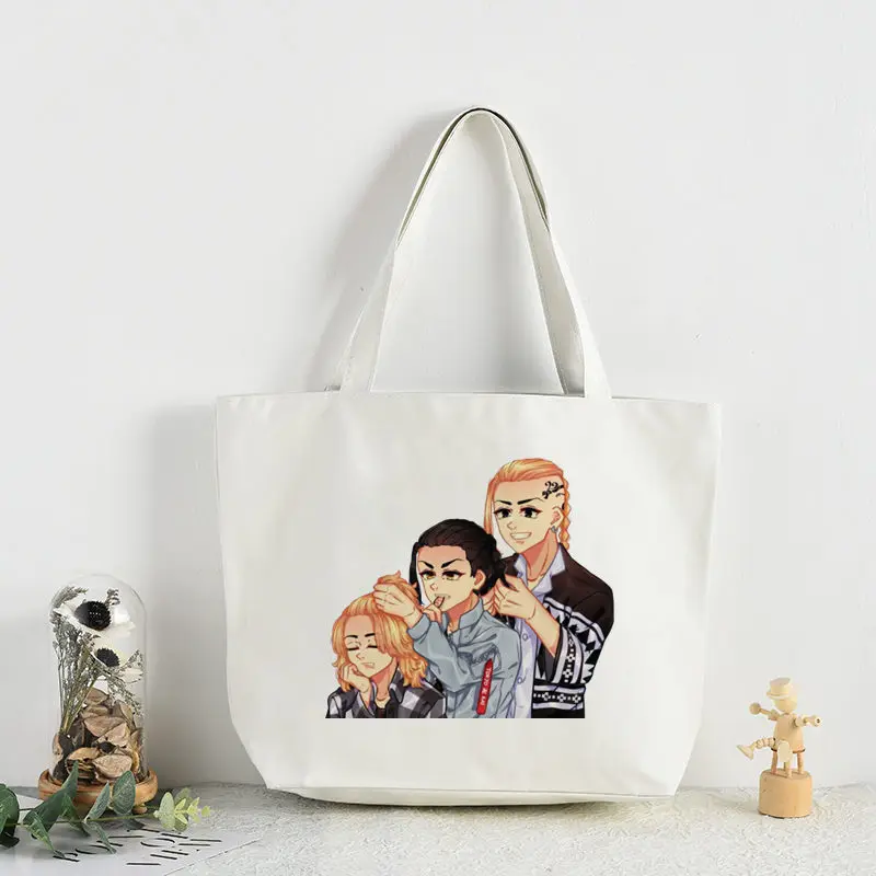 

Tokyo Revengers Korea Ulzzang Supermarket Bag Women/men's Print Daily Use Large Capacity Handbags