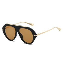 Chic Retro Oversized Aviator Sunglasses - Unisex Golden Vintage Style (YELLOW)