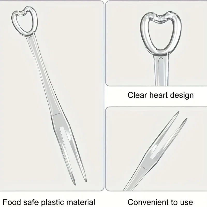 100pcs Heart-Shaped Disposable Forks Party Disposable Tableware