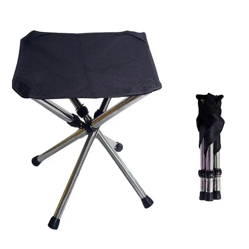 

Foldable Stools For Camping Telescopic 4-Legged Stainless Steel Picnic Stool Retractable Outdoor Chairs For Hiking Backpacking