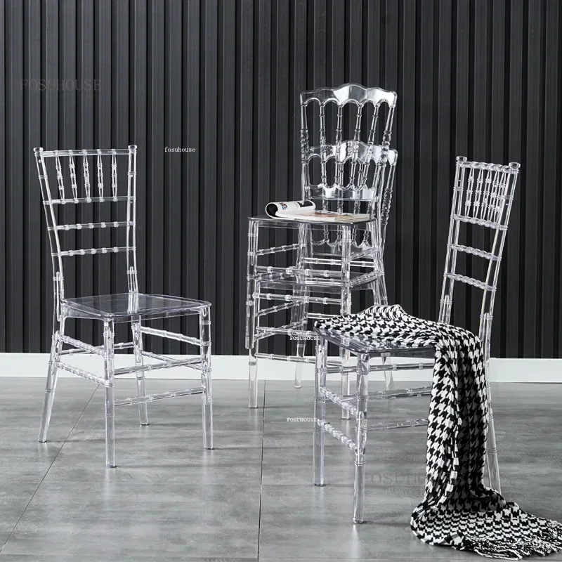Crystal Hotel Dining Chair Outdoor Wedding Chair Banquet Transparent Leisure Back Hotel Chairs for Events Commercial Furniture X