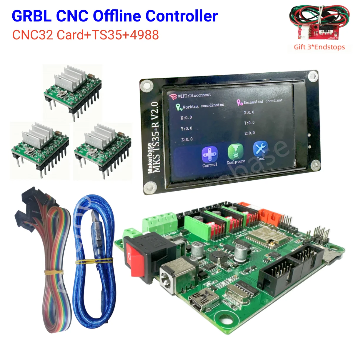 GRBL32bitbreakoutboardcncexpansioncardMKSTS35Rdisplay