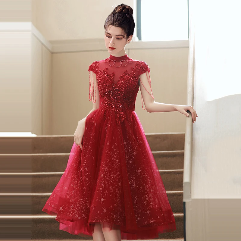 

Женское вечернее Платье До Колена, с блестками и бисером