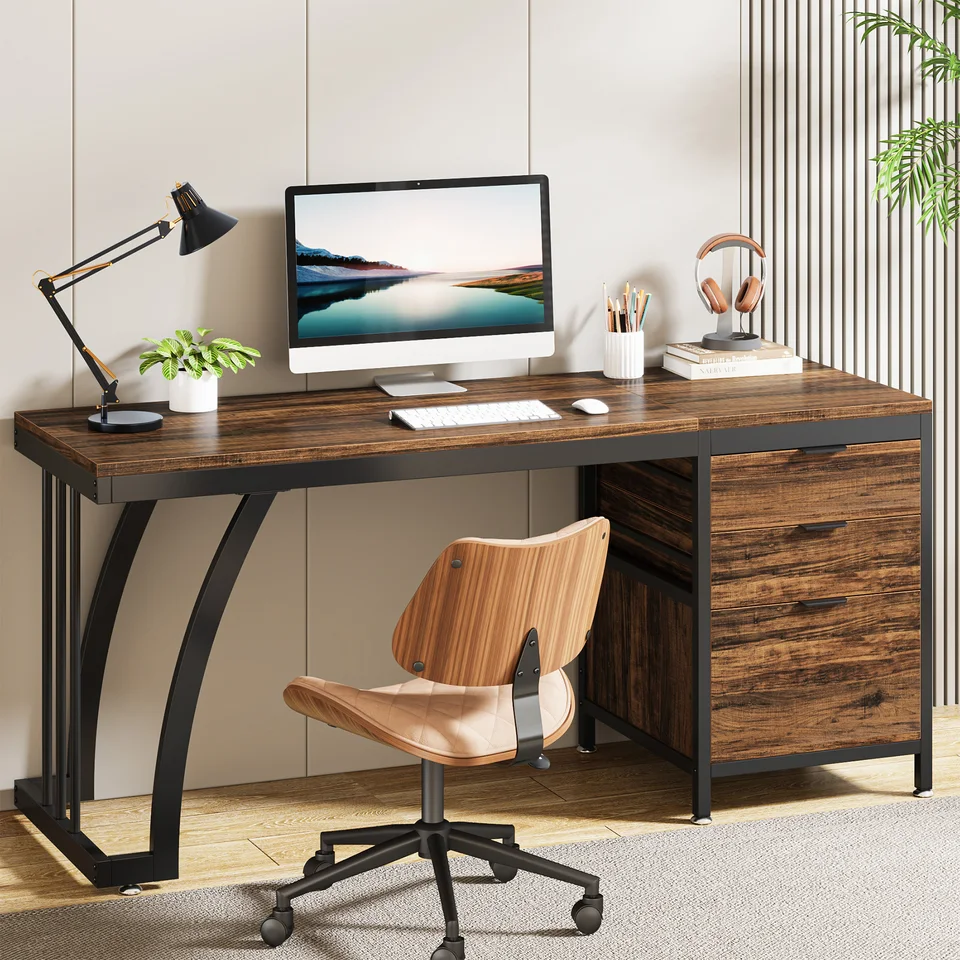 Tribesigns Industrial Computer Desk with Drawers