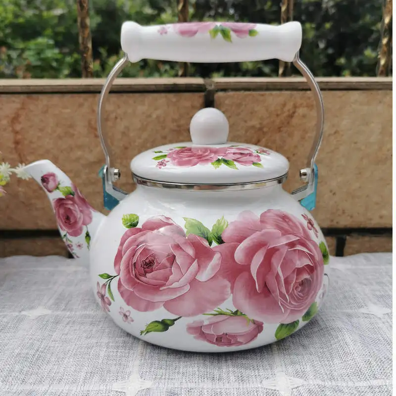 New Enamel Teapot Enamel Cold Kettle Kettle Hot and Cool Water Jug Tea Pot Stove White