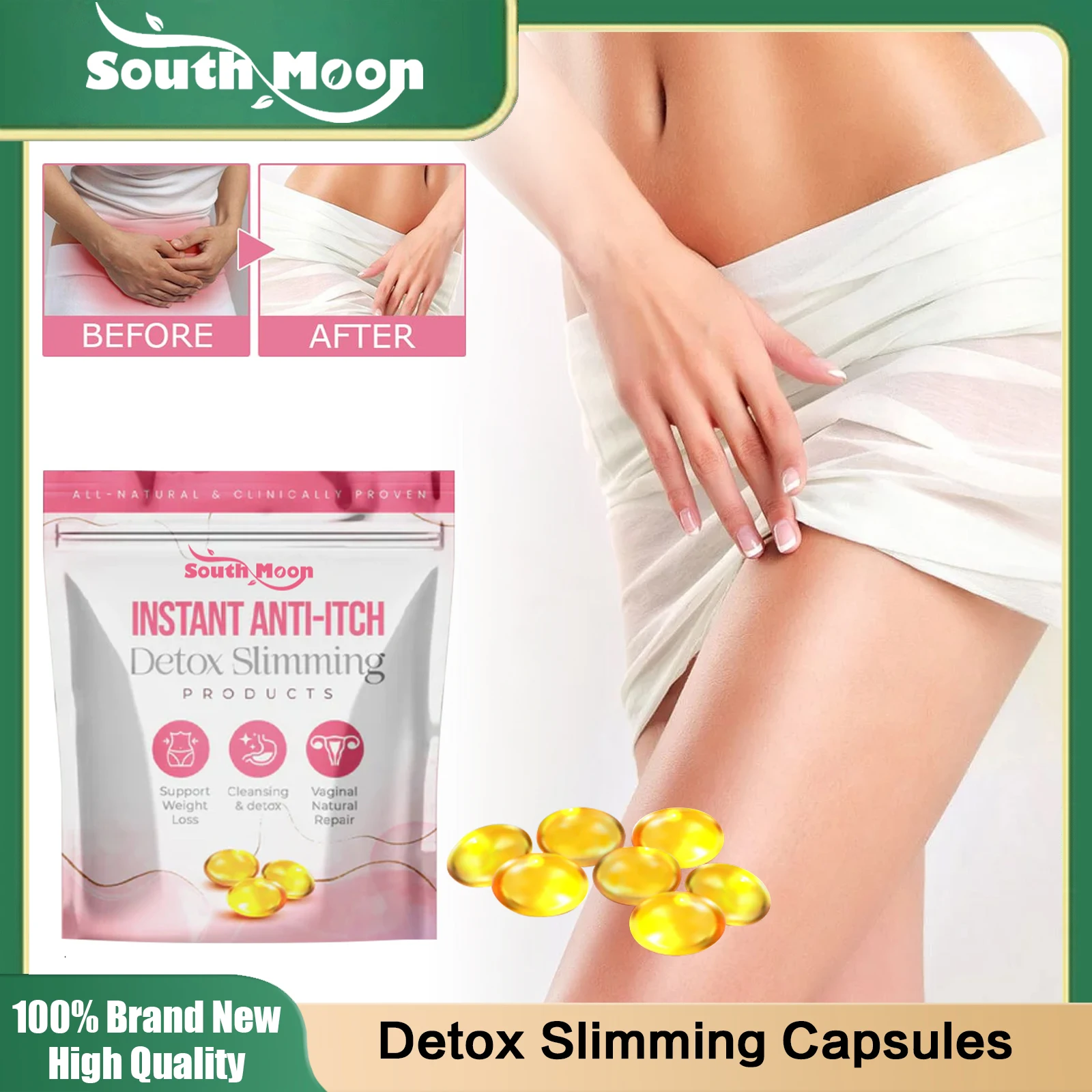 

South Moon Anti Itch Detox Slimming Capsules Vaginal Tightening Shrink Fat Burning Flat Belly Cleansing Firming Feminine Hygiene