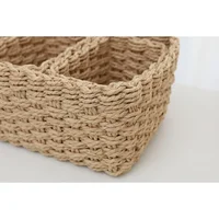 1/3pcs Handmade Straw Woven Soft Round Paper Rope Storage Basket for Organizing Decorative Storage Bins Office Storage Box 6