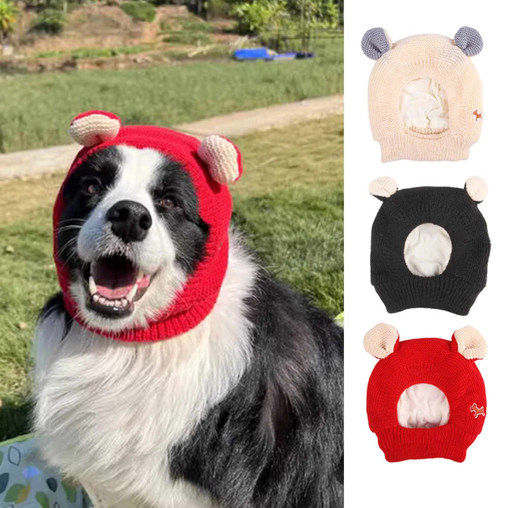 

Cute Little Eared Dog Hat,Solid Color Knitted Pet Ears Hat Covers,Windproof Warm Headgear For Medium Large Dogs Accessories New