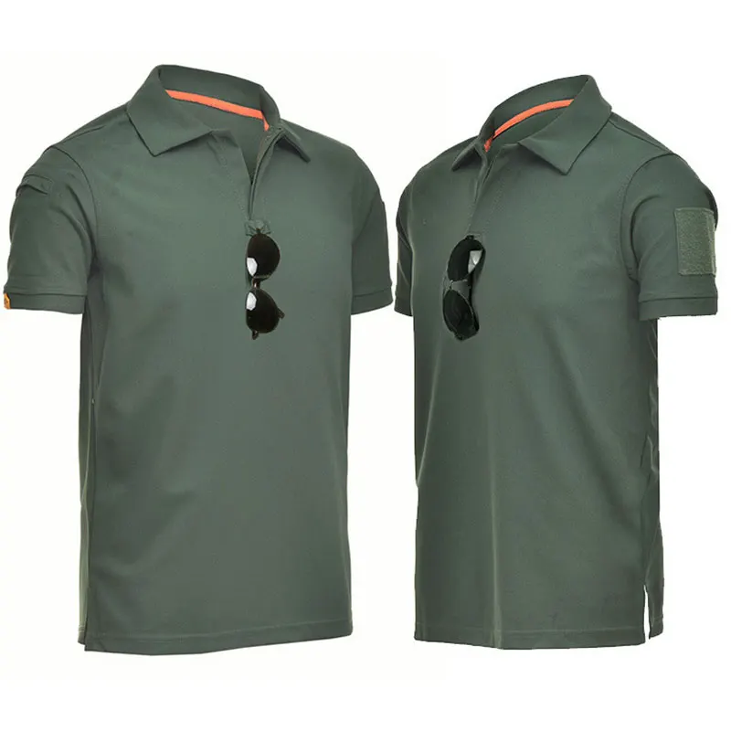 Sport T Shirt Tactical T-Shirt Lapel Loose Summer T-Shirt Quick Drying Short Sleeves Men Elastic Summer Outdoor Camping Hiking