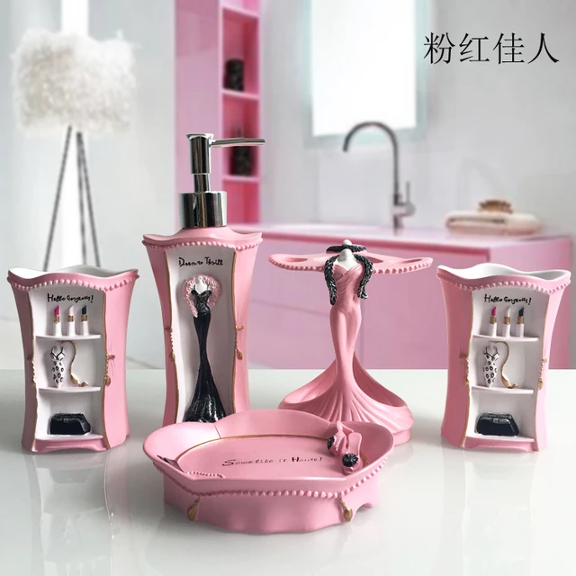 5 Pieces Bathroom Accessories Soap Dispenser Bathroom Cleaning Set Bathroom  Suit Decorative Bath Set for Housewarming Gift Hotel - AliExpress