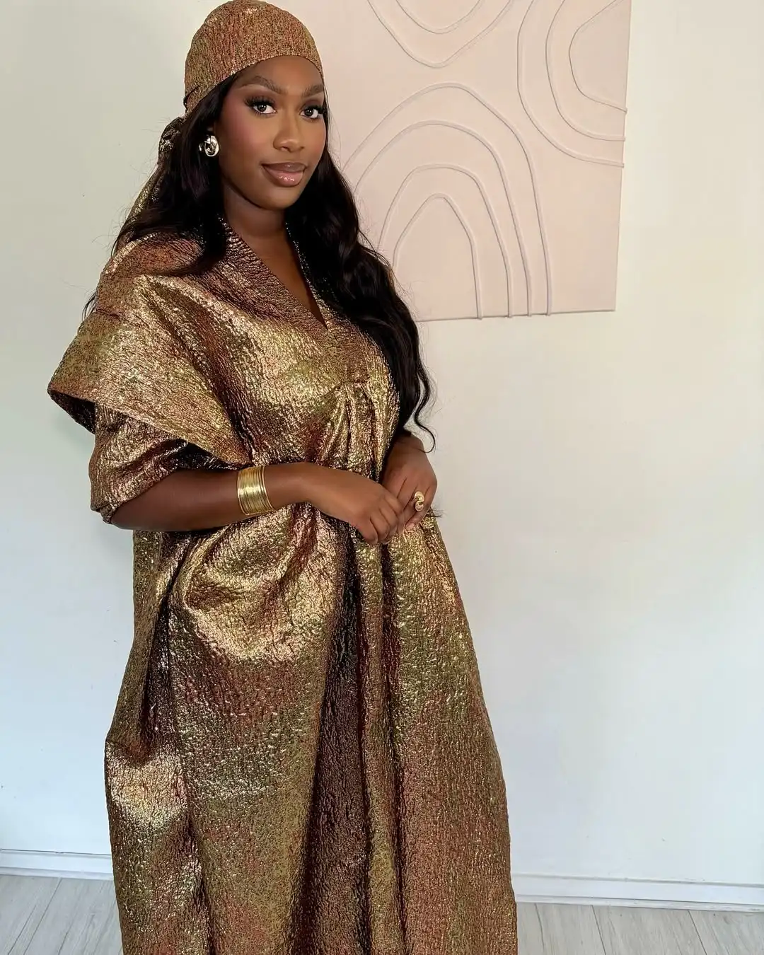 African Dress For Woman Embroidery Design Ladys Clothes Plus Size Floor Length