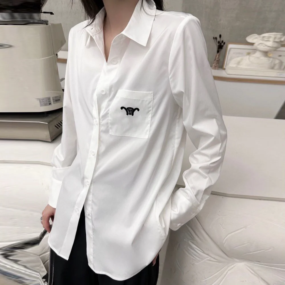 

New Designed Causal Lady Shirt Long Sleeve Lapel Collar Single-breasted Lexury Fashion Leisure Ladies Shirt For Autumn Winter