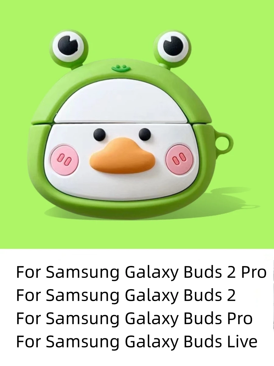 Custodia In Silicone Con Portachiavi Super Carino Per Samsung Galaxy Buds 2 Pro/Galaxy Buds 2/Galaxy Buds Pro/Galaxy Buds Live Case