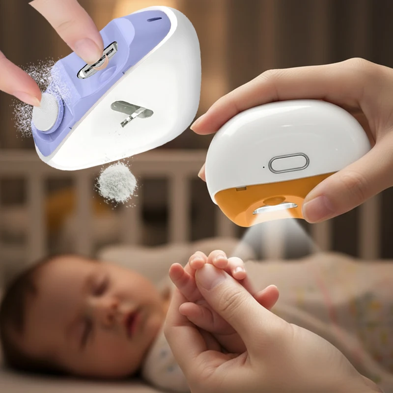 2-in-1 Automatic Electric Nail Trimmer Polisher with LED Light Safe Baby Nail Care Accessories for Babies Adults Manicure Tools