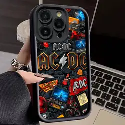 Vintage AC - DC Rock Band Silicone Phone Case - Classic Retro Design Back Cover for iPhone 14 Plus (Z1)