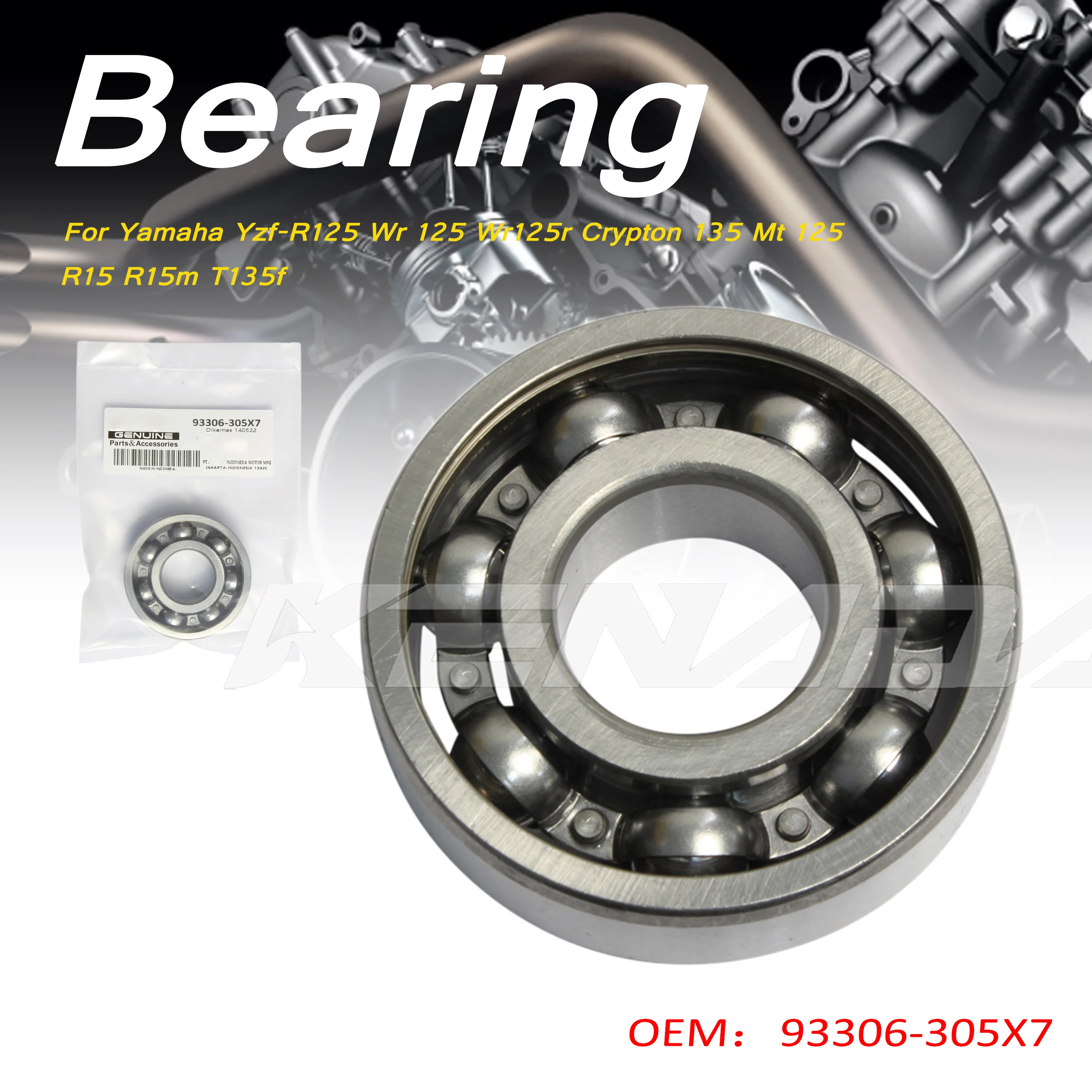 Muslimfor Yamaha Yzf-R125 Wr 125 Wr125R Crypton 135 Mt 125 R15 R15M T135F Cuscinetto Del Pistone Dell'Albero Motore