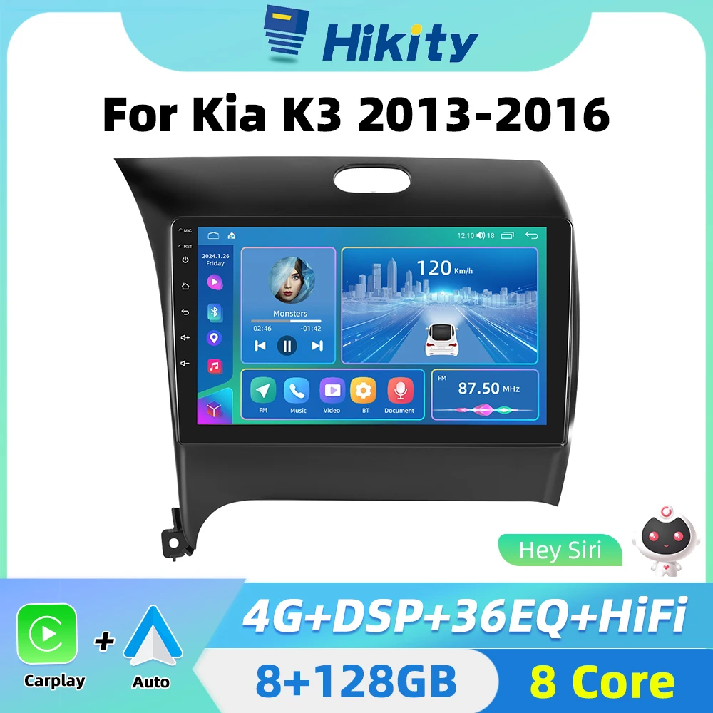 Hikity 2 Din Autoradio Android Per Kia K3 2013-2016 Auto Stereo Radio Carplay Auto Android Navigazione Gps
