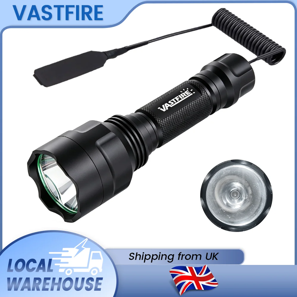 350LM 500-800M Range LED Tactical Hunting Flashlight Portable Torch Outdoor Waterproof Lantern+18650+USB Charger +Switch