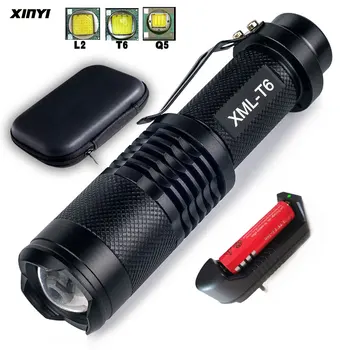슈퍼 브라이트 미니 LED 손전등 토치, 줌 가능, 낚시, 캠핑, 자전거 조명 14500/18650, Q5, T6, L2