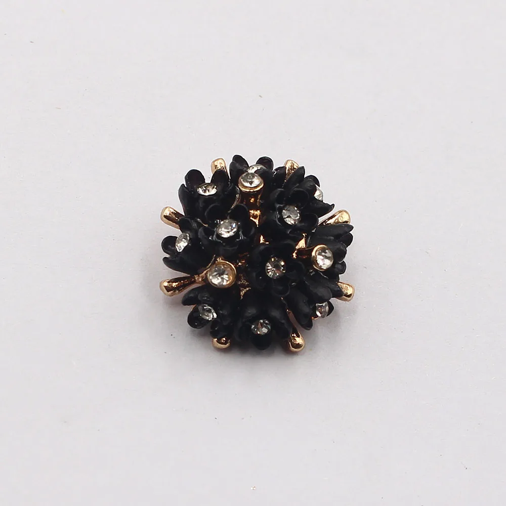 5 조각 20MM 합금 라이트 럭셔리 금속 단추 구멍 단추 장미 꽃 다이아몬드 의류 액세서리 DIY 수제 액세서리