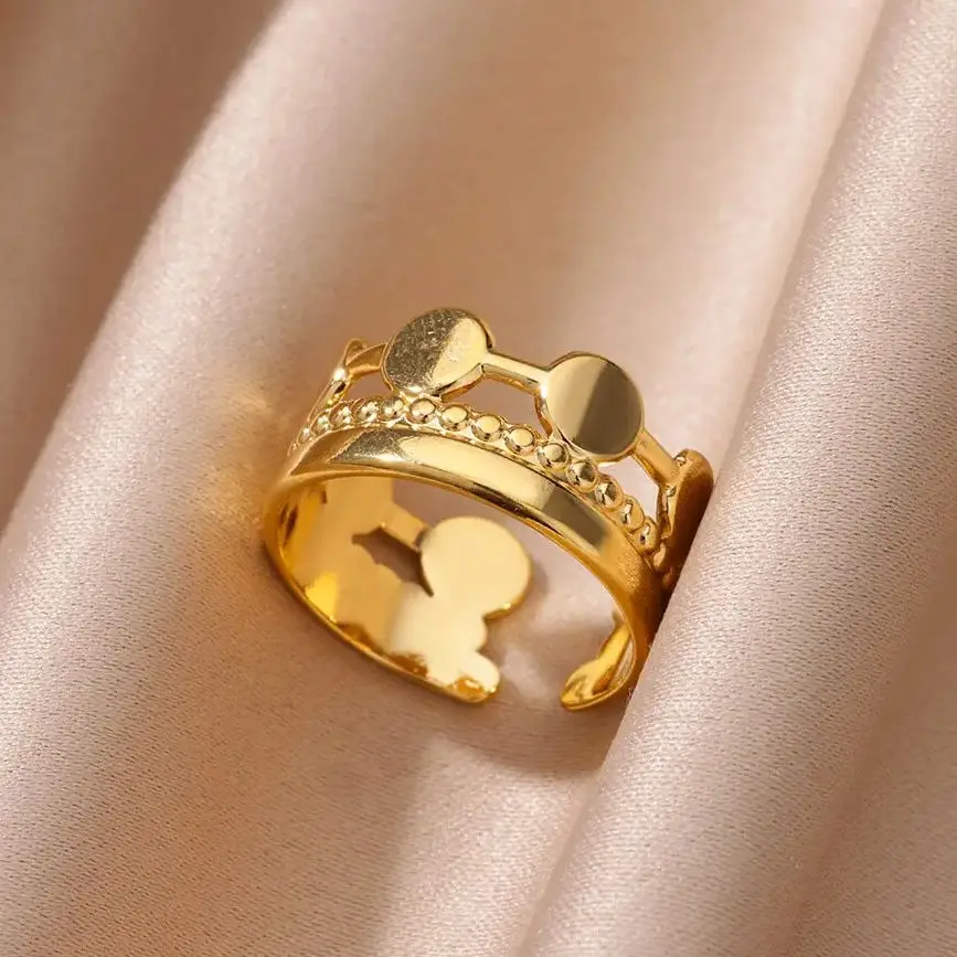 Fashion Multi-layer Ring For Women Gold Color Stainless Steel