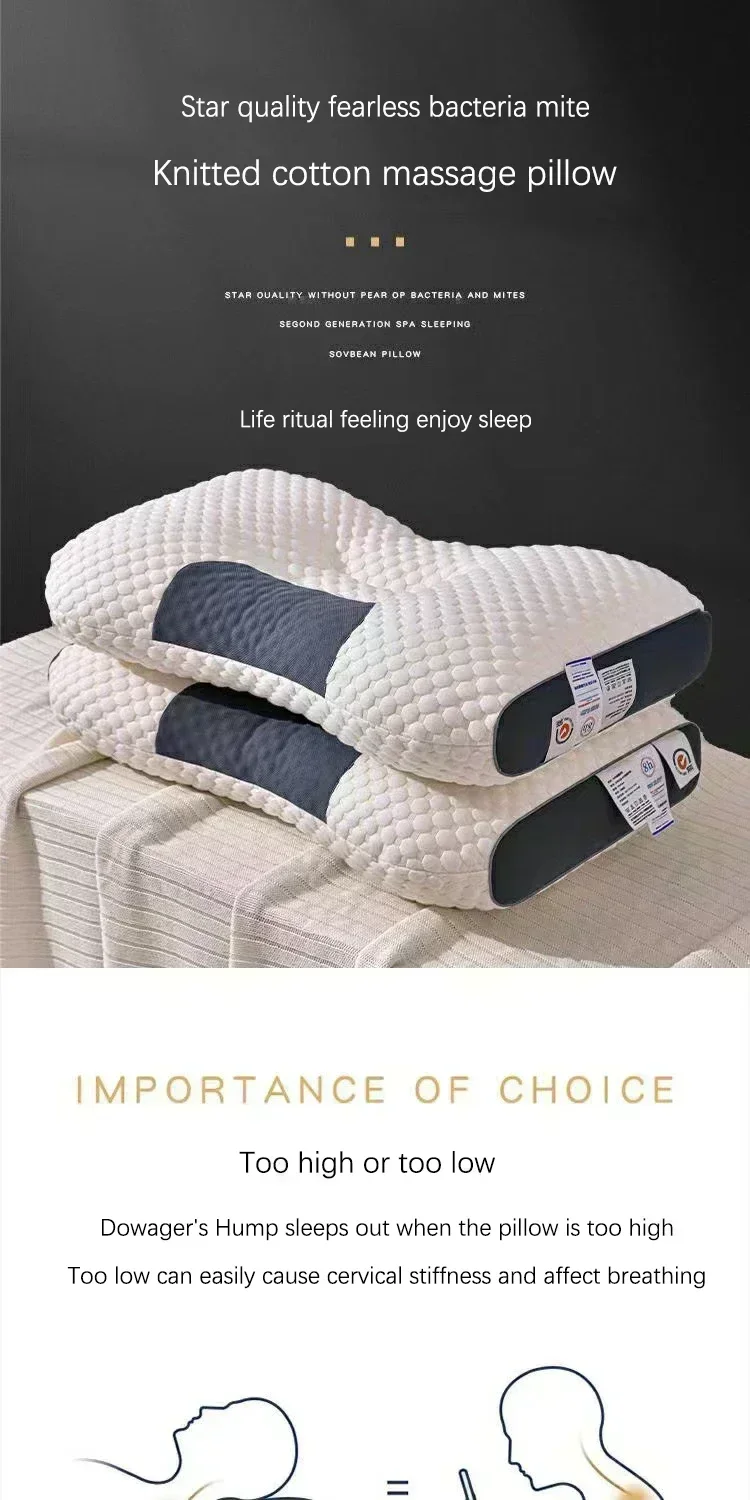 Description Picture 2 of itemNeck Pillow Help Sleep and Protect The Pillow Neck Cervical Orthopedic Household Soybean Fiber SPA Massage Pillow for Sleeping