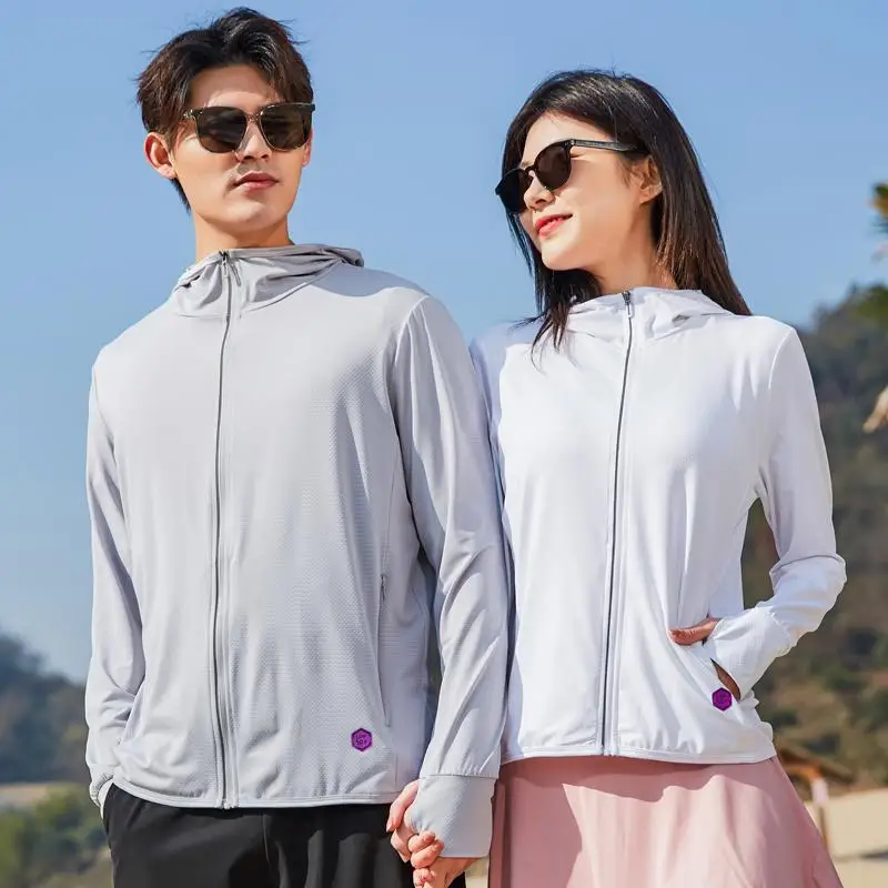 Livestream  burst outdoor sunscreen clothing Breathable sweatshirt running skin Coat slim Yoga Fitness Shir top ice silk clothes