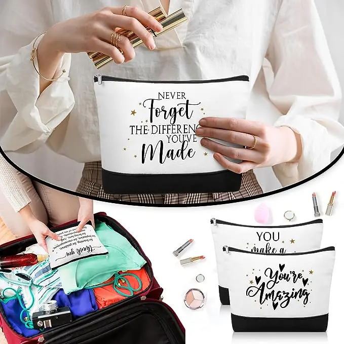 Sublimation Blank Cosmetic Bag Black Bottom Women's Make Up Bag Polyester Portabl For Heat Transfer Printe Storage Pencil Bags 4