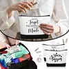 Sublimation Blank Cosmetic Bag Black Bottom Women's Make Up Bag Polyester Portabl For Heat Transfer Printe Storage Pencil Bags 4