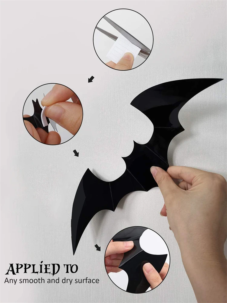 Halloween Decoration 3D Black PVC Bat Halloween Party DIY Decor Wall Sticker Bar Room Party Scary Decos Props