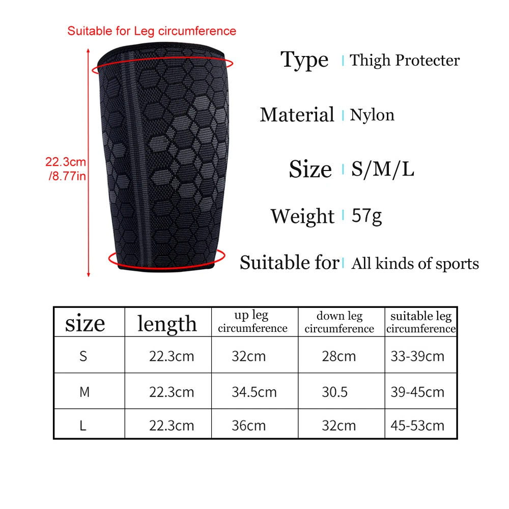 1Pair Thigh Compression Sleeves Breathable Elastic Anti Slip Quad and Hamstring Support Upper Leg Sleeve For Sports Running leg compression sleeves