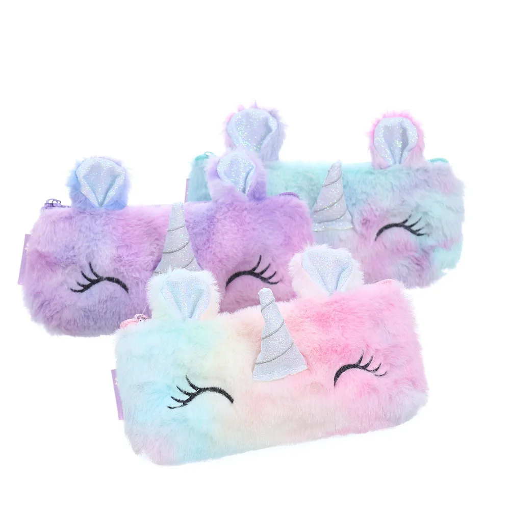 Фото Плюшевый единорог милый чехол-карандаш Единорог Kawaii Girls Estuche Para Lpices для ручки Astuccio Canvas школьный чехол №1