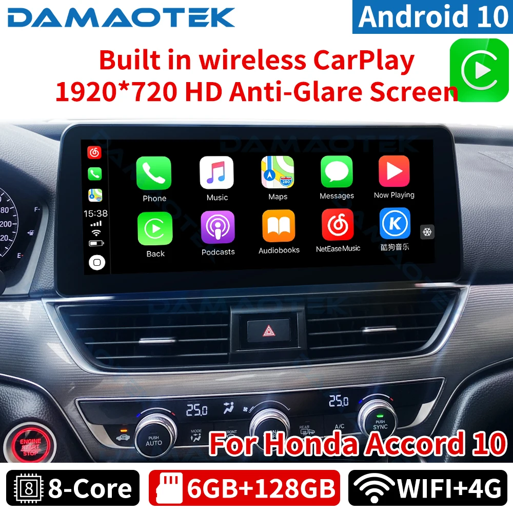 

Автомагнитола Damaotek, Android 10,0, 12,3 дюйма, 6 + 128, Wi-Fi, 4G