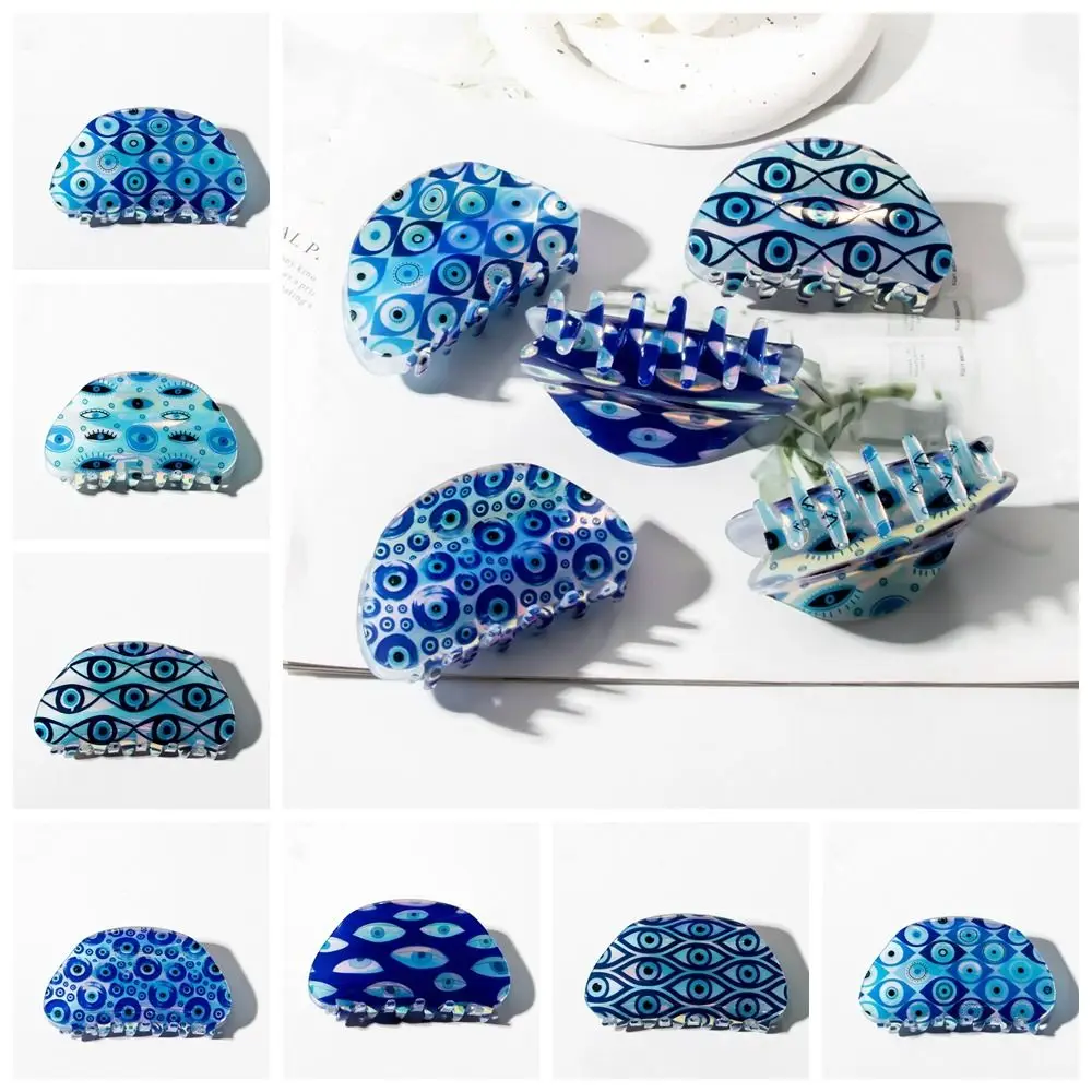 

PVC Blue Demon Eye Hair Claw Creative Kroean Style Ponytail Holder Blue Devil's Eye Shark Clip Hairpin Hair Clip Female