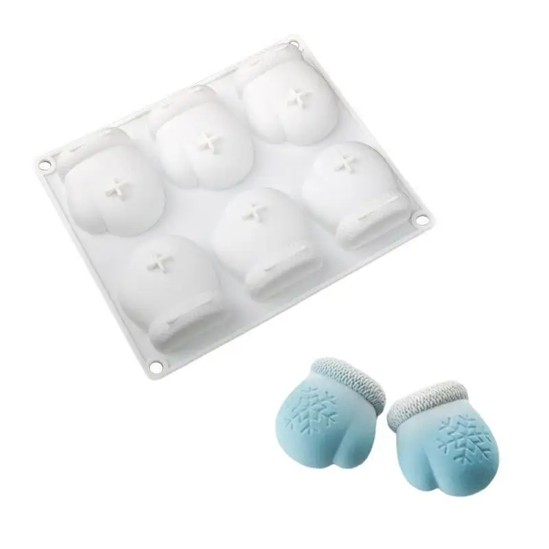 6 Cavities Mittens Cake Silicone Mold Chocolate Mousse Pastry Mould For Handmade Baking DIY Aroma Gypsum Soap Candle Model Tools