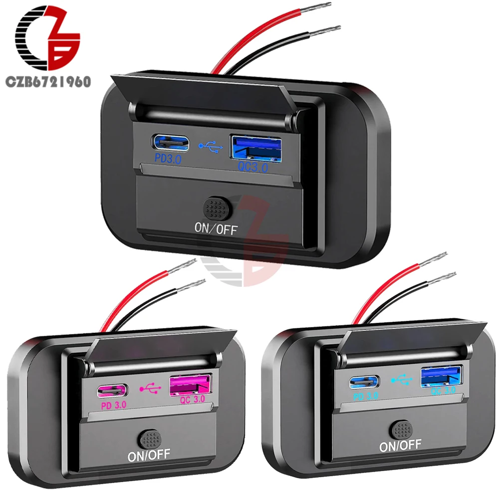 CarQuickChargePDTypeCDualUSBPortsCarChargerSocketAdapter