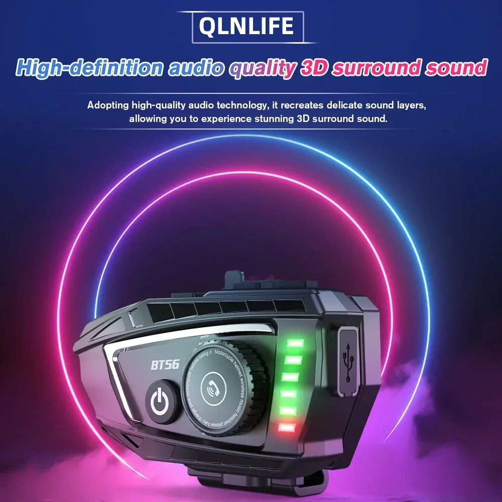 BT56 Motorcycle Helmet Headset Bluetooth 5.4 Waterproof