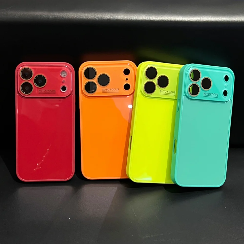 Luxury Glossy Tempered Glass Case with Camera Protector and Shockproof Hard Cover