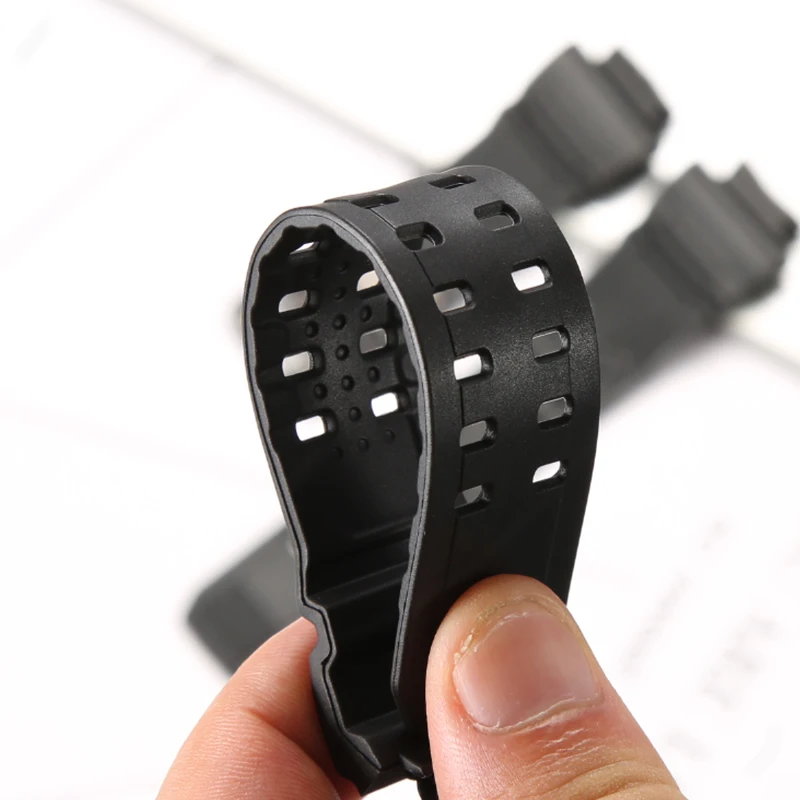 Enhanced Black Sports Waterproof Resin Watchband with Steel Bezel Accessories