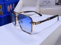 Vintage Men's Full Frame Polarized Sunglasses with UV400 Protection (Gold blue)