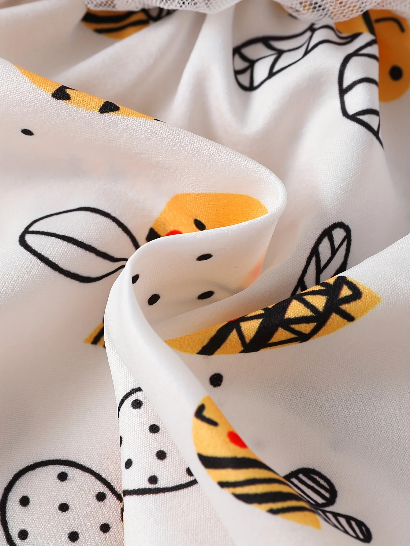 Single-Piece Baby Girl Casual Dress for Spring and Summer, Cute Style, Milk Silk, Fun Cartoon Bee Digital Print Pattern, Mesh Baby Girl Dress 4