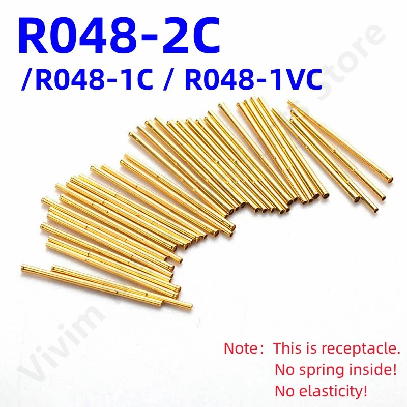 

20/100PCS R048-2C Test Pin P048-B Receptacle Brass Tube Needle Sleeve Seat Probe Sleeve Length14mm Dia 0.62mm R048-1C R048-1VC