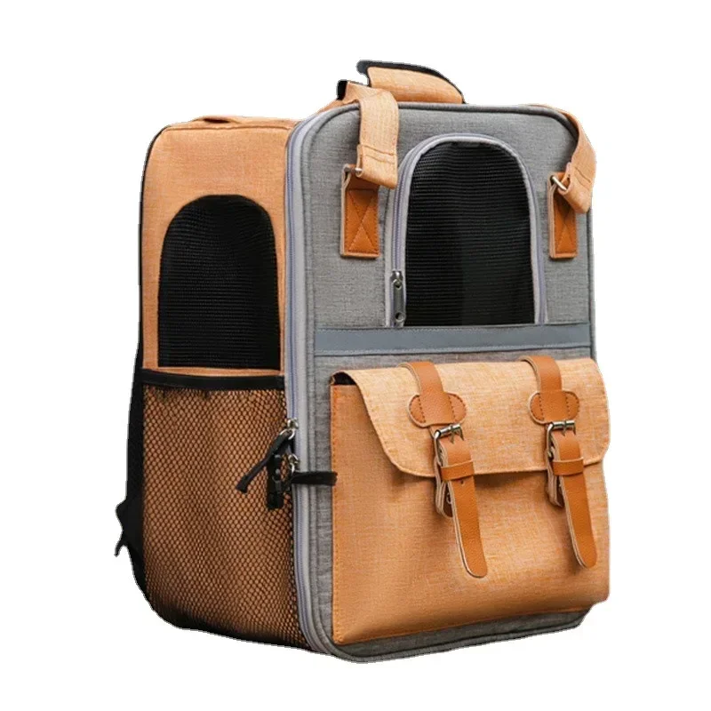 

Travel for Pet Cat Large Dog Capacity Breathable Shoulder Backpack Foldable Bag Double Animal Transport Carrier