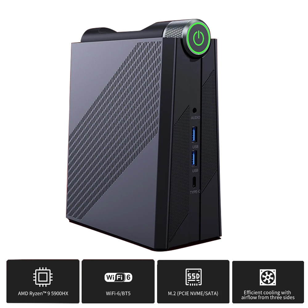 AM08 미니 PC 게이머 PC 게이밍 컴퓨터, AMD Ryzen 9 5900HX 윈도우 11 미니 PC DDR4 32GB 램
